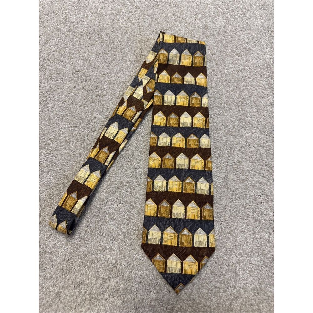 Ermenegildo Zegna Silk Neck Tie Italy 3.25" X 59"‎ Designer Blue Red Modern
